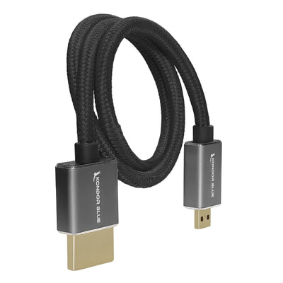 Kondor Blue Micro HDMI to Full HDMI 16" Straight Cable Braided