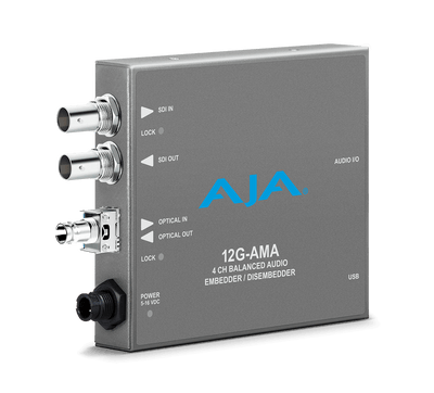 AJA 12G-AMA 4-Channel 12G-SDI balanced analog audio Embedder/Disembedder with Fiber Options, 8 XLR connectors