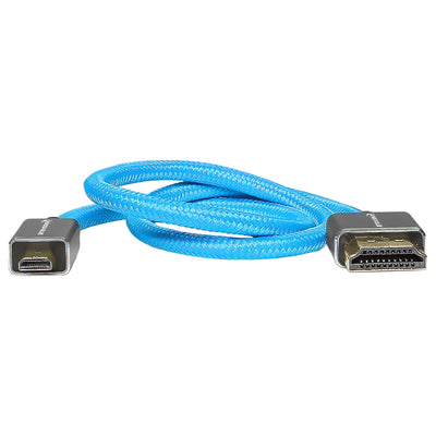 Kondor Blue Micro HDMI to Full HDMI 16" Straight Cable Braided