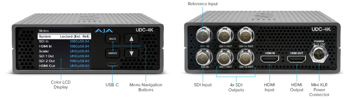 AJA UDC-4K 12G-SDI and HDMI 2.0 Up, Down, Cross-Conversion with Frame Sync