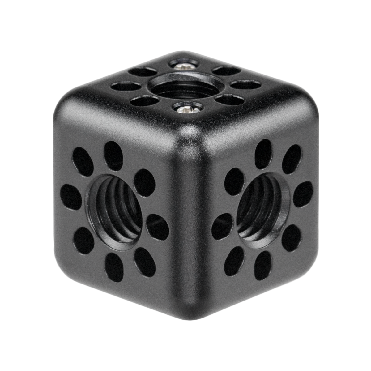 Wooden Camera Accessory Cube (3/8"-16) - 3/8"-16 Holes, 1/4"-20 Screw