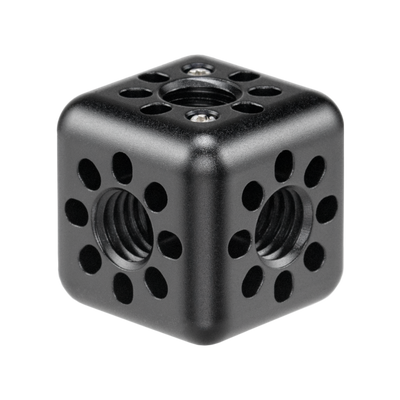 Wooden Camera Accessory Cube (3/8"-16) - 3/8"-16 Holes, 3/8"-16 Screw