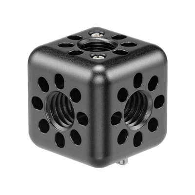 Wooden Camera Accessory Cube (3/8"-16) - 3/8"-16 Holes, 1/4"-20 Screw