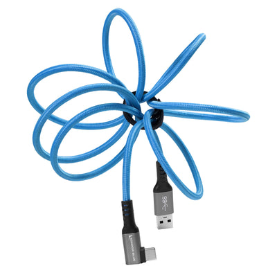 Kondor Blue USB A TO USB C RIGHT ANGLE HIGH SPEED DATA AND POWER CABLE 3A 60W 5G