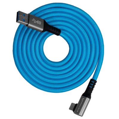 Kondor Blue USB A TO USB C RIGHT ANGLE HIGH SPEED DATA AND POWER CABLE 3A 60W 5G
