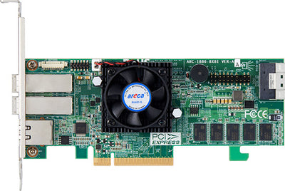 Areca PCI-E 4.0X8 TO CPI-E SLOT, TRI-MODE SATA 6G/SAS 12G/NVME PCI-E 4.0 16G, 8GB ON BOARD CACHE, WITH CABLE