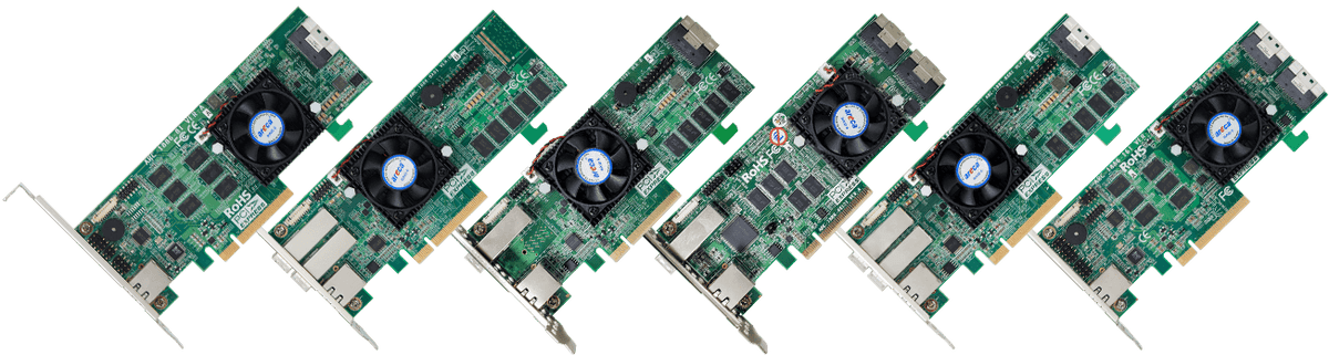 Areca PCI-E 4.0X8 TO CPI-E SLOT, TRI-MODE SATA 6G/SAS 12G/NVME PCI-E 4.0 16G, 8GB ON BOARD CACHE, NO CABLE INCLUDED