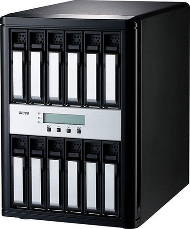 Areca 12-Bay Thunderbolt & USB 3.2 Gen2 Hardware RAID Enclosure. SAS, SATA, 8G