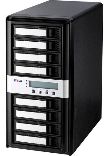 Areca 8-Bay Thunderbolt 5 & USB 3.2 Gen2 Hardware RAID Enclosure. SAS, SATA, 8G