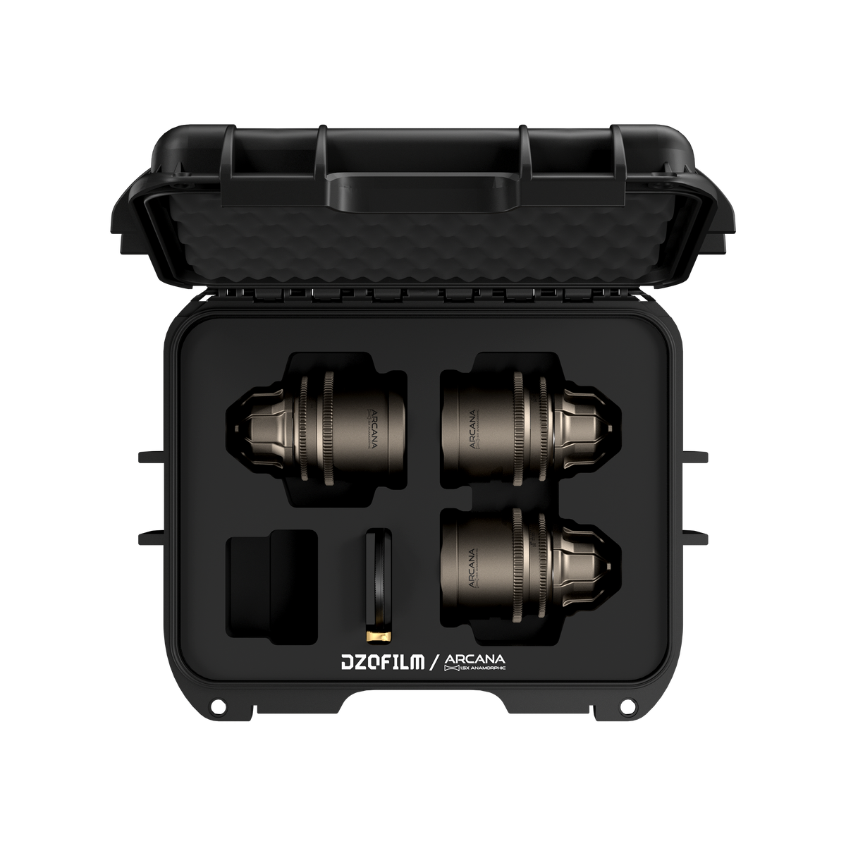 DZOFilm Arcana 32/45/75mm T2.1 Full-Frame 1.5X Hybrid Anamorphic Prime 3-Lens Set (PL Mount, Feet)
