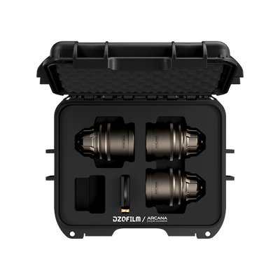 DZOFilm Arcana 32/45/75mm T2.1 Full-Frame 1.5X Hybrid Anamorphic Prime 3-Lens Set (PL Mount, Feet)