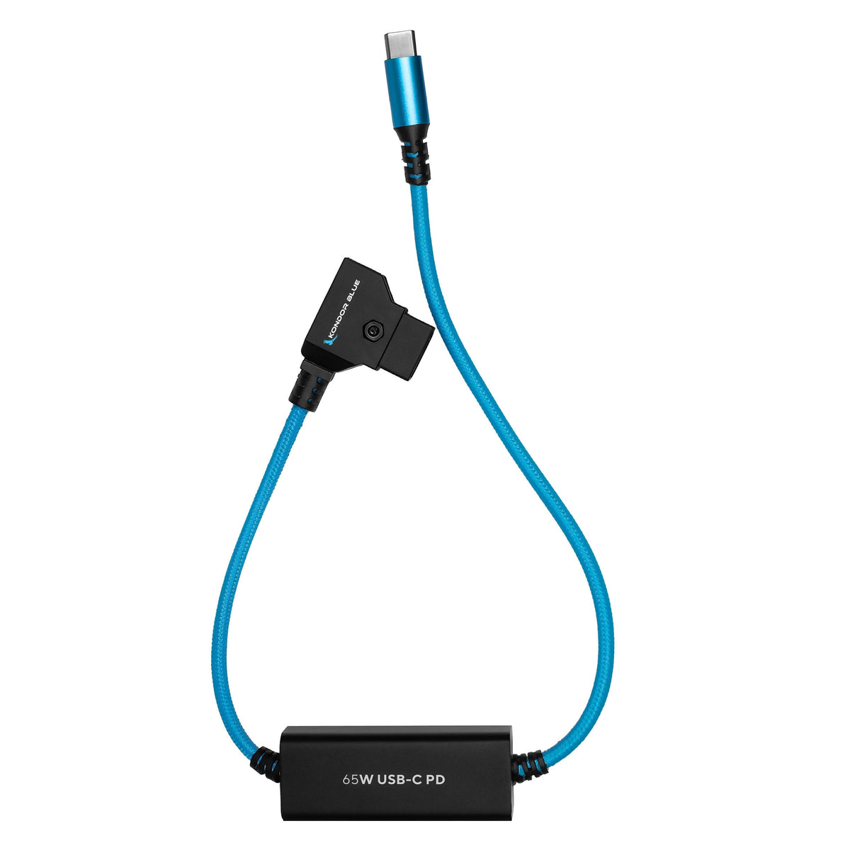 Kondor Blue 16" D-Tap to USB C Power Delivery Cable for Mirrorless Cameras & Laptops (Raven Black)