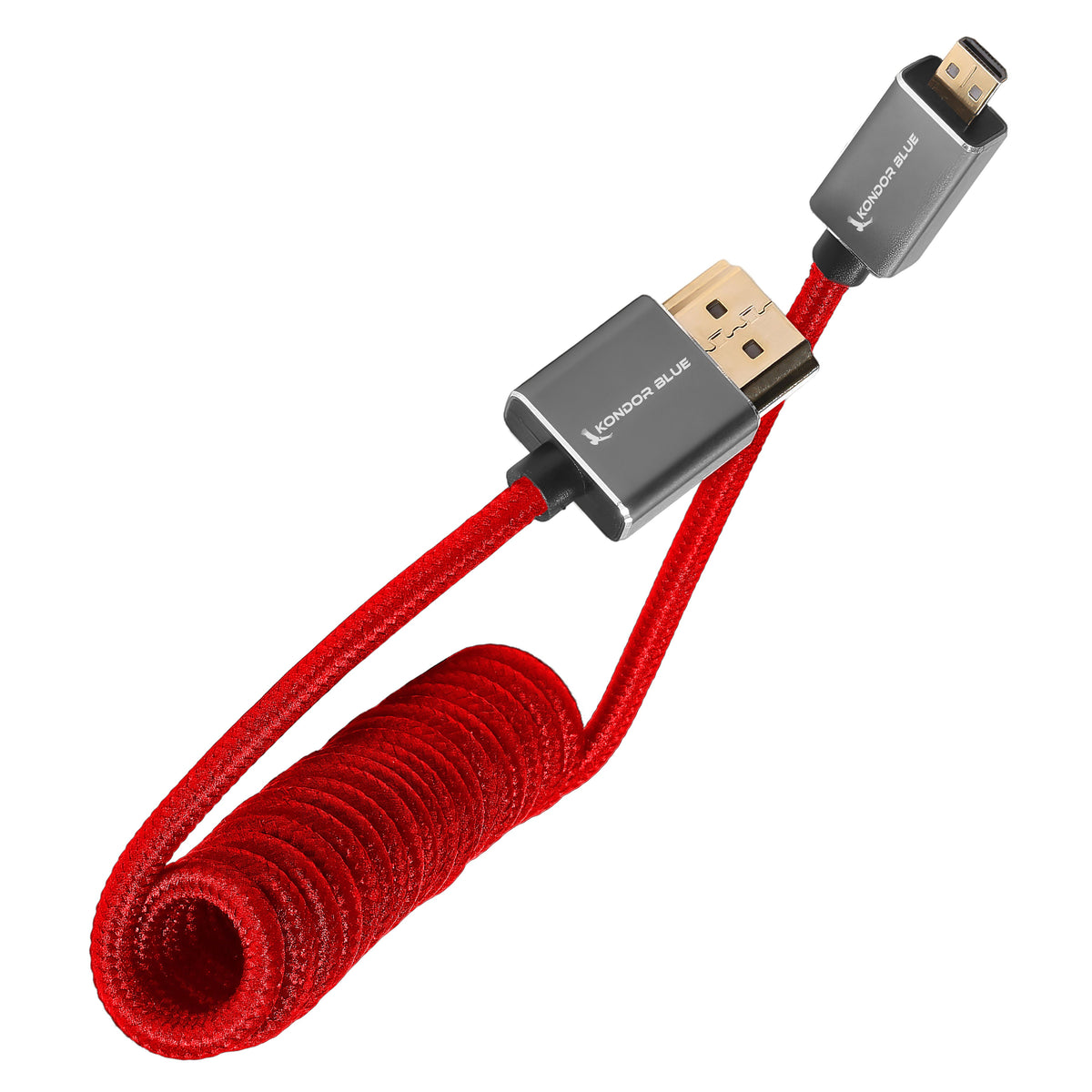 Kondor Blue Coiled Micro HDMI to Full HDMI (12-24")