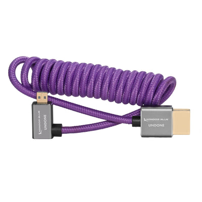Kondor Blue Gerald Undone MK2 Full HDMI to Left Angle Micro HDMI Cable 12"-24" Coiled (Purple) (Left Angle (Sony/Fuji))