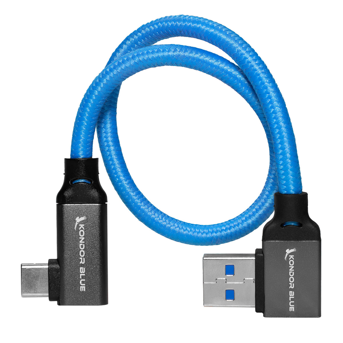 Kondor Blue 12" USB-C to USB-A Right Angle to Right Angle