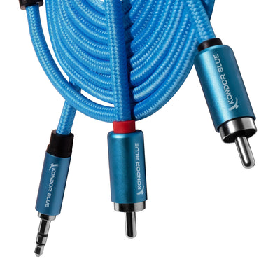Kondor Blue 6ft Dual Male RCA to 3.5mm Stereo Mini TRS Audio Cable