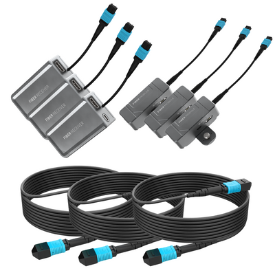 Kondor Blue Fletch Fiber System for HDMI (1 Kit: Fiber TX & RX Modules) (No Cable) / (Raven Black)