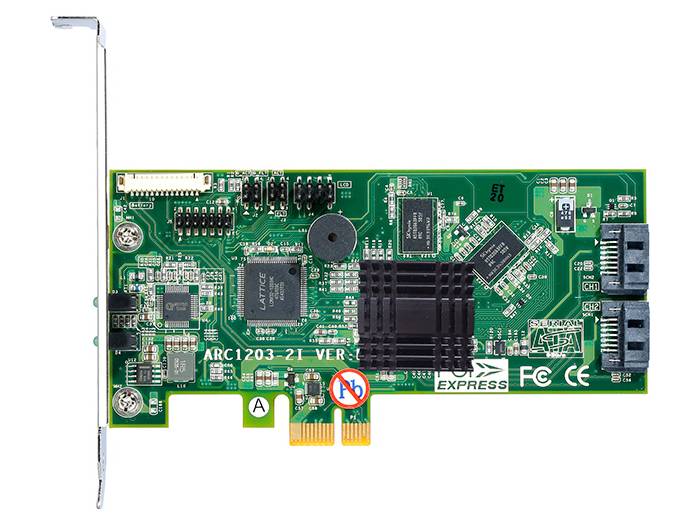Areca 2-Port internal PCIe 2.0 6Gbps SATA Hardware RAID Controller, 512MB Cache, 2x SATA cables