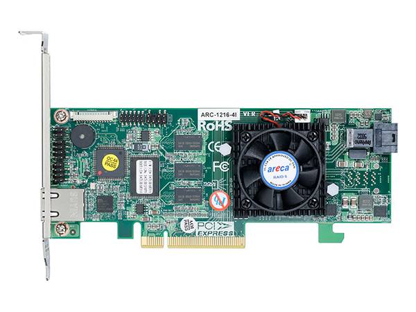 Areca 4-Port internal PCIe 3.0 12Gbps SAS Hardware RAID Controller, 1GB Cache, SFF-8643 to SFF-8643 cable
