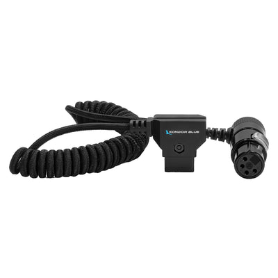 Kondor Blue D-Tap to 4 Pin XLR Female Right Angle Adapter Power Coiled Cable for Blackmagic URSA Mini Pro