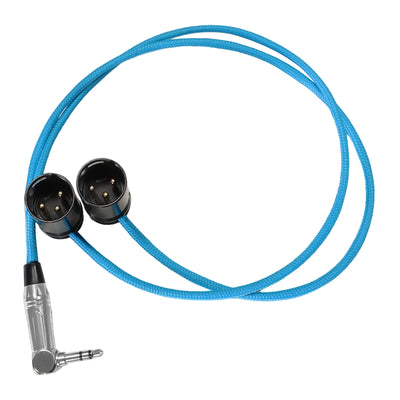 Kondor Blue 16" Straight Dual Low Profile Right Angle XLR to Single Stereo 3.5mm TRS