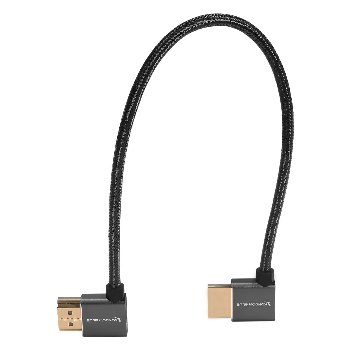 Kondor Blue 12" Right Angle to Left Angle Full HDMI Straight Cable