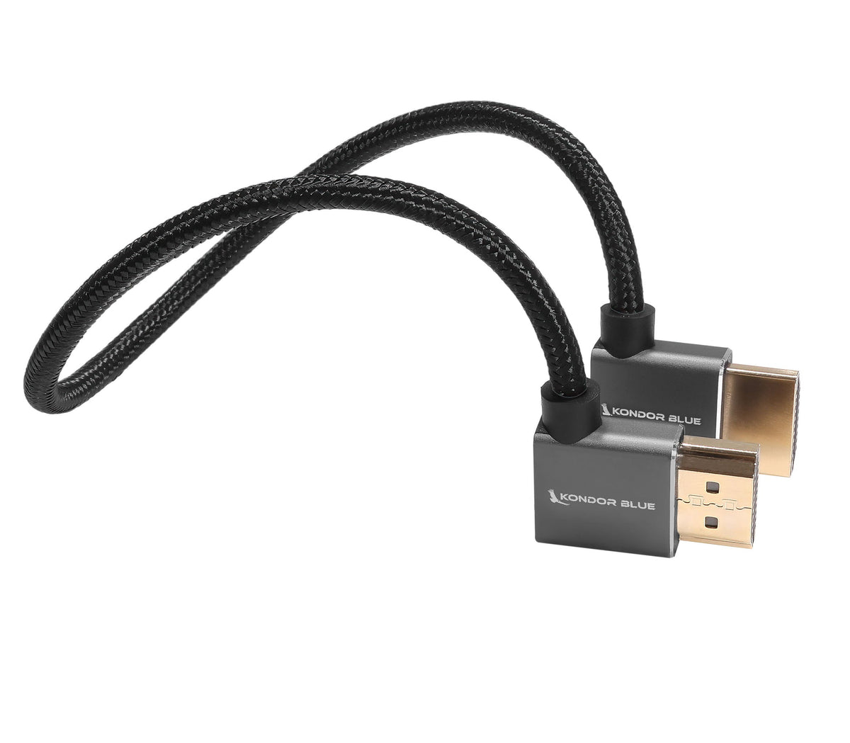 Kondor Blue 12" Right Angle to Left Angle Full HDMI Straight Cable