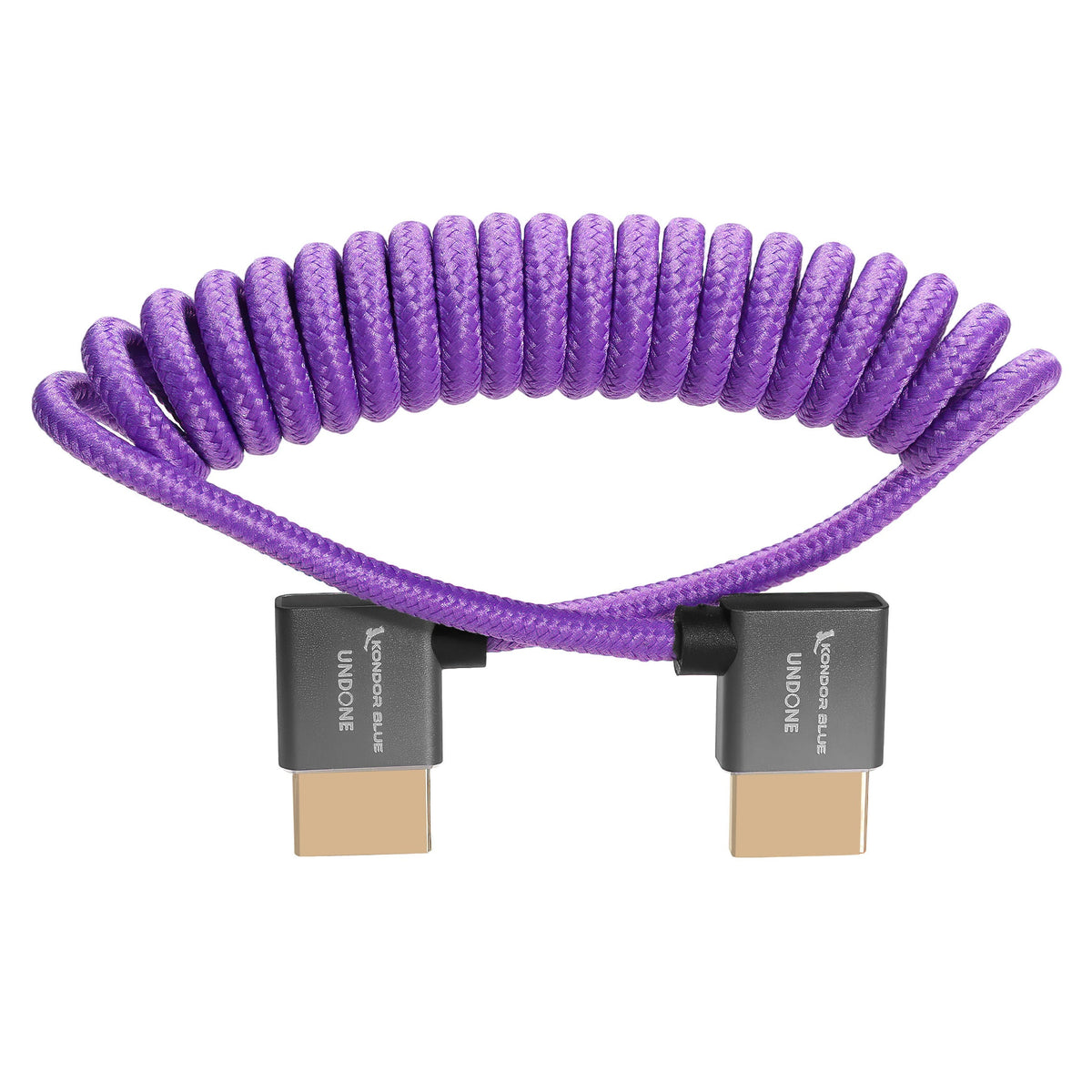 Kondor Blue GERALD UNDONE Right Angle Full HDMI Cable 12"-24" Coiled (Purple)