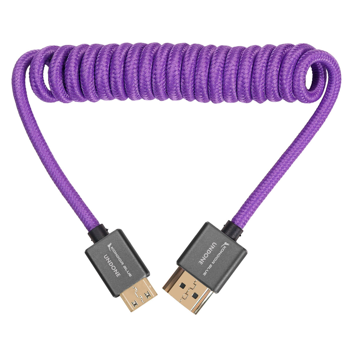 Kondor Blue Gerald Undone MK2 Mini HDMI to Full HDMI Cable 12"-24" Coiled (Purple)