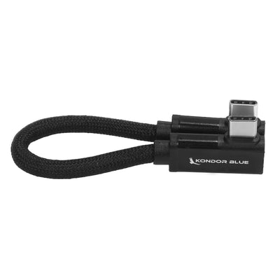 Kondor Blue Dual Right Angle USB-C Braided Cable for 8K Data and Power Delivery (Raven Black)