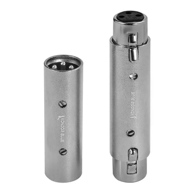Kondor Blue Pair of XLR Adapters Male to Male & Female to Female 3 Pin Adapters
