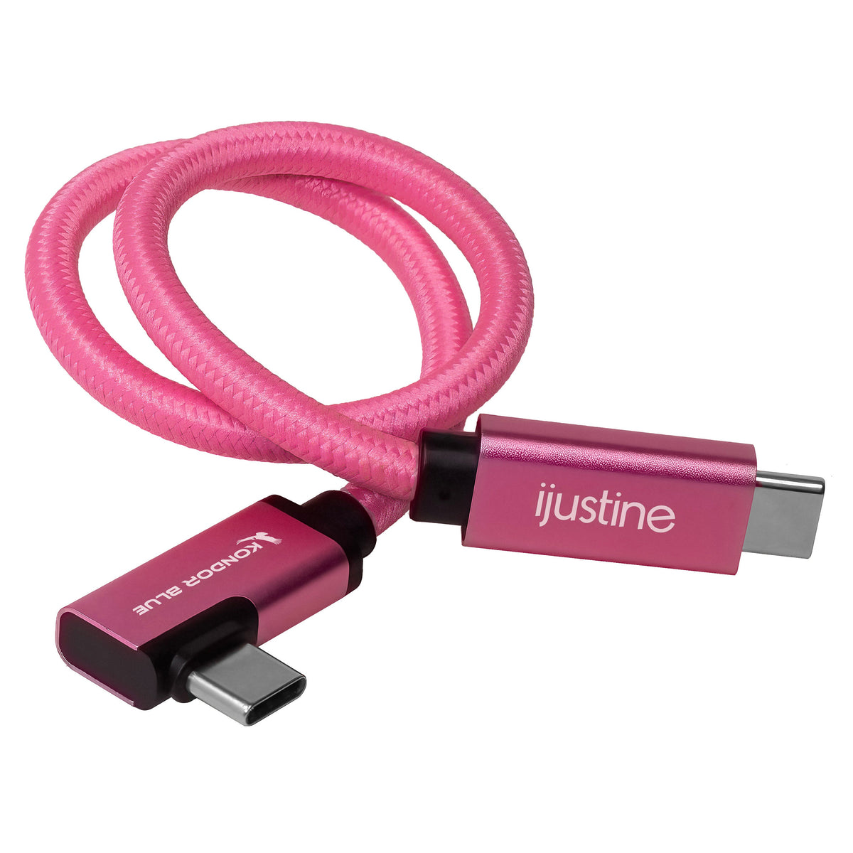 Kondor Blue iJustine Pink USB C 3.1 Data and Charging Cable 10Gb/s Data Speed & 100W Power Delivery