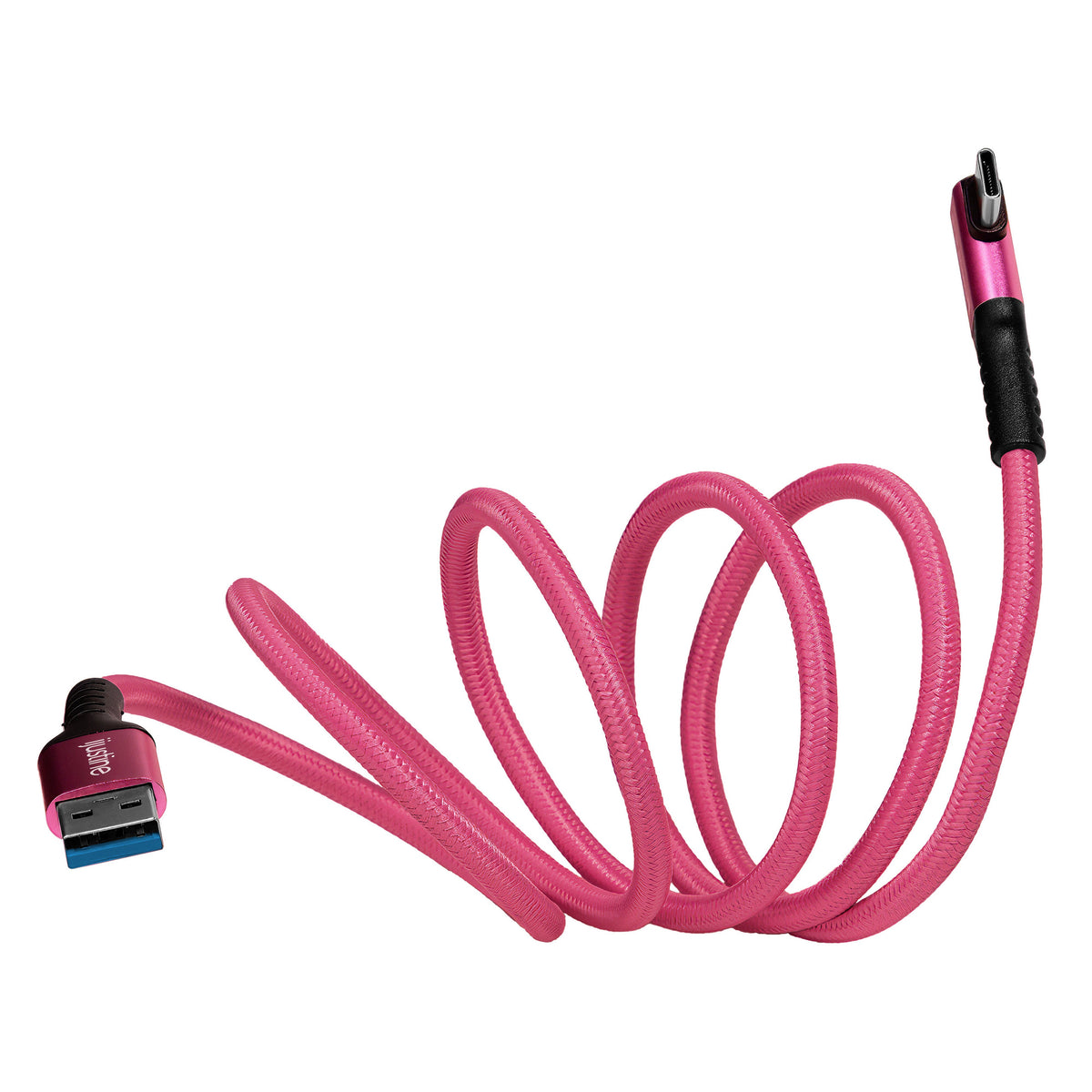 Kondor Blue iJustine Pink USB A to USB C 3.0 Right Angle High Speed Data and Charging Cable 3A 60W 5Gb/s (3ft)