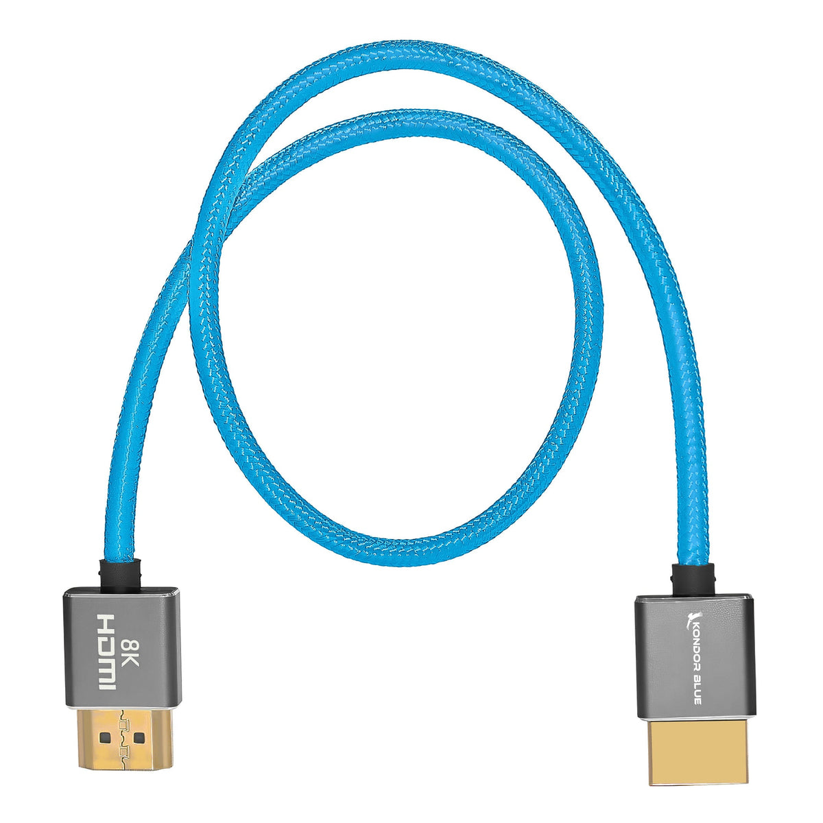 Kondor Blue 8K HDMI 2.1 17" Braided Cable for on Camera Monitors (Kondor Blue)
