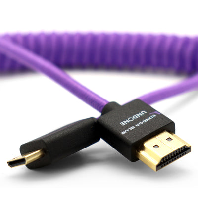 Kondor Blue Gerald Undone MK2 Mini HDMI to Full HDMI Cable 12"-24" Coiled (Purple)