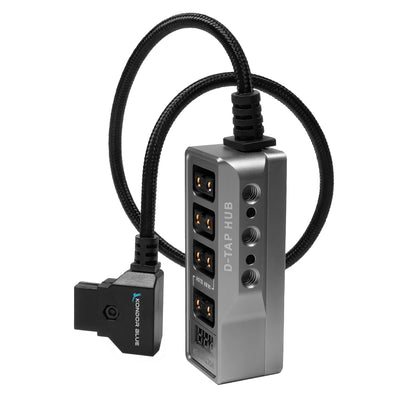 Kondor Blue 12V Metal D-Tap Hub Voltmeter 4 Way Port Power Tap Splitter (1/4"-20 Threads)