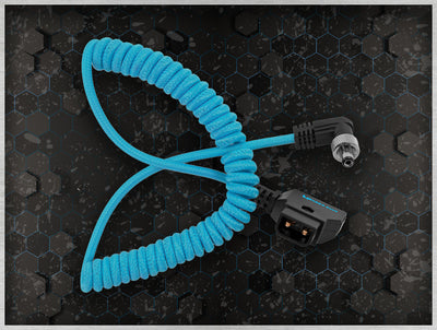 Kondor Blue Coiled D-Tap to Locking DC 2.5mm Right Angle Cable (Amaran)