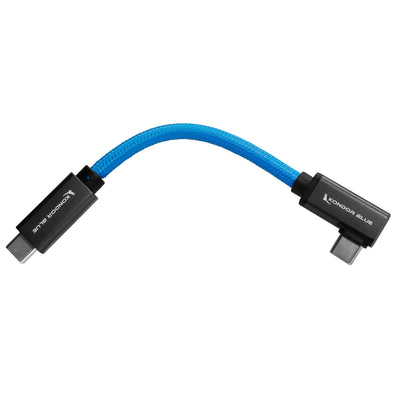 Kondor Blue USB C to USB C Cable for SSD Recording & Charging - 8K Data and Power Delivery (Right Angle)(12")