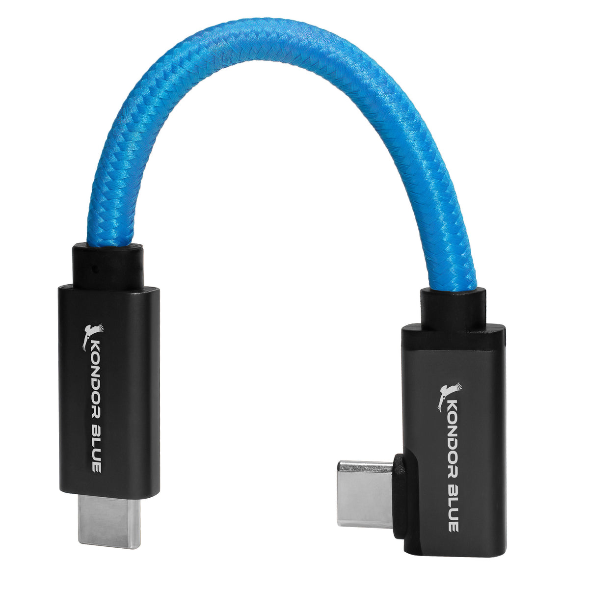 Kondor Blue USB C to USB C Cable for SSD Recording & Charging - 8K Data and Power Delivery (Right Angle)(8.5")