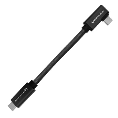 Kondor Blue Dual Right Angle 12" USB-C Braided Cable for 8K Data and Power Delivery