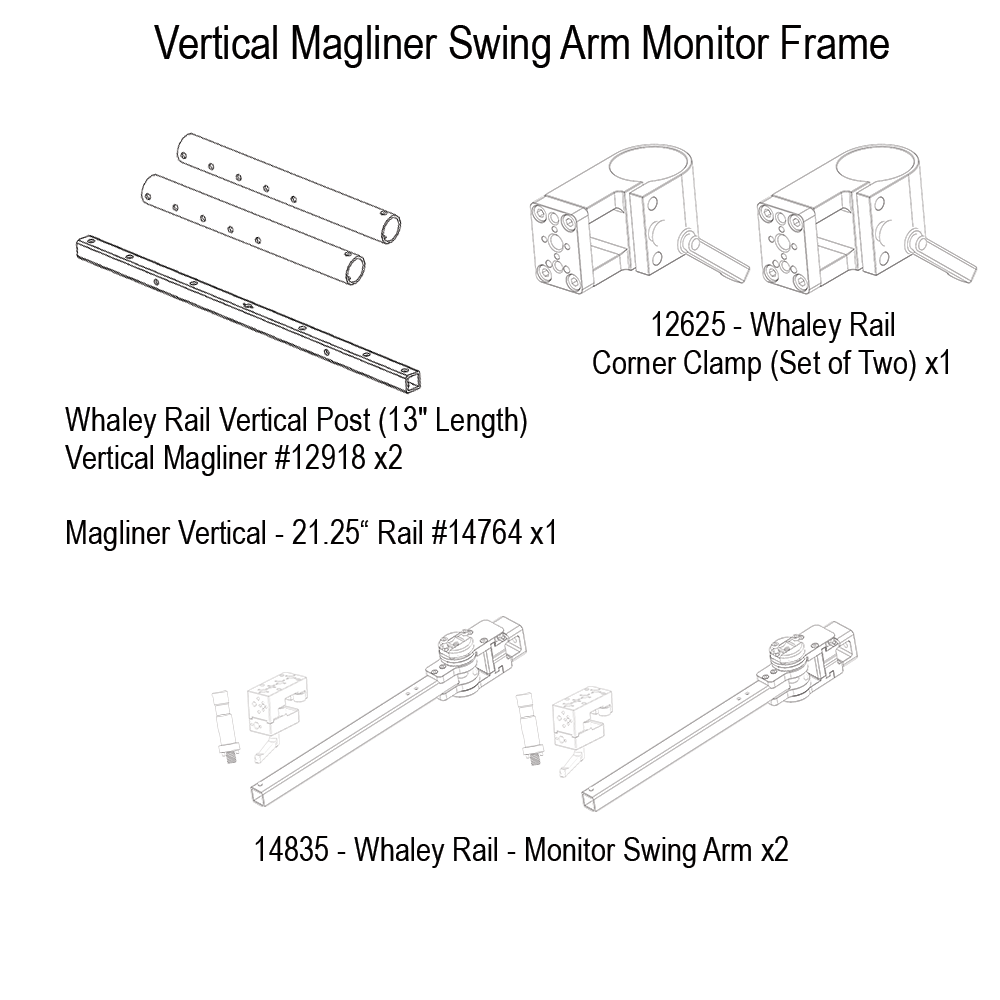 Upgrade Innovations Whaley Rail - Swing Arm Monitor Frame - Vertical Magliner