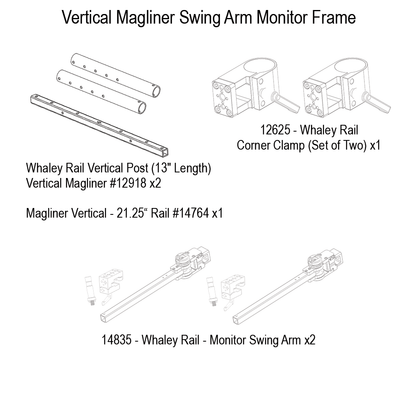 Upgrade Innovations Whaley Rail - Swing Arm Monitor Frame - Vertical Magliner