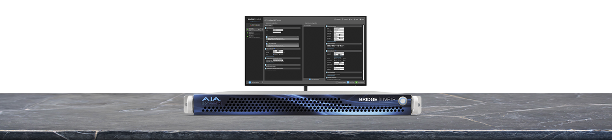 AJA BRIDGE LIVE IP Turnkey System - 1RU Streaming and Transcoding Appliance with 4ch UHD and 12ch HD Bidirectional ST 2110, SFP 28, 25GigE
