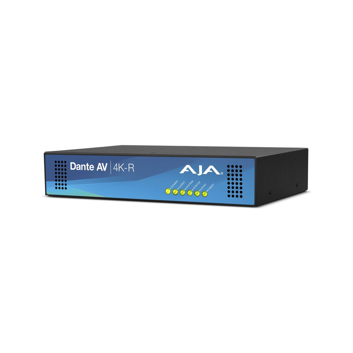 AJA Dante AV 4K-R Receiver Decodes Dante AV Ultra JPEG 2000 into 12G / HDMI Video with Embedded Audio