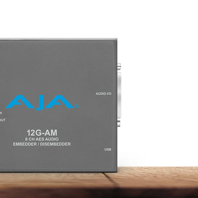 AJA 12G-AM-TR 8-Channel 12G-SDI AES audio Embedder/Disembedder with Single LC Fiber Transceiver, 8 XLR connectors