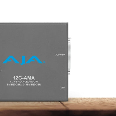 AJA 12G-AMA-T 4-Channel 12G-SDI balanced analog audio Embedder/Disembedder with Single LC Fiber Transmitter, 8 XLR connectors