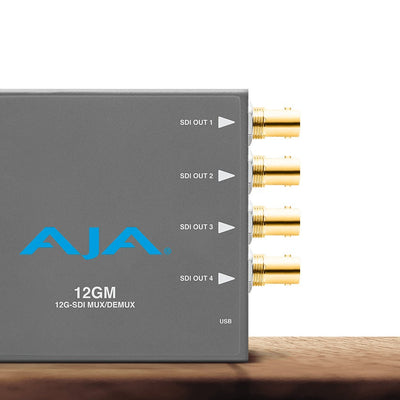 AJA 12GM 12G/6G/3G/1.5G HD/SD SDI Muxer/Demuxer for 4K/UltraHD/2K/HD/SD Audio/ Video with Quadrant to 2SI for 4K/UltraHD Bidirectional Conversion Support