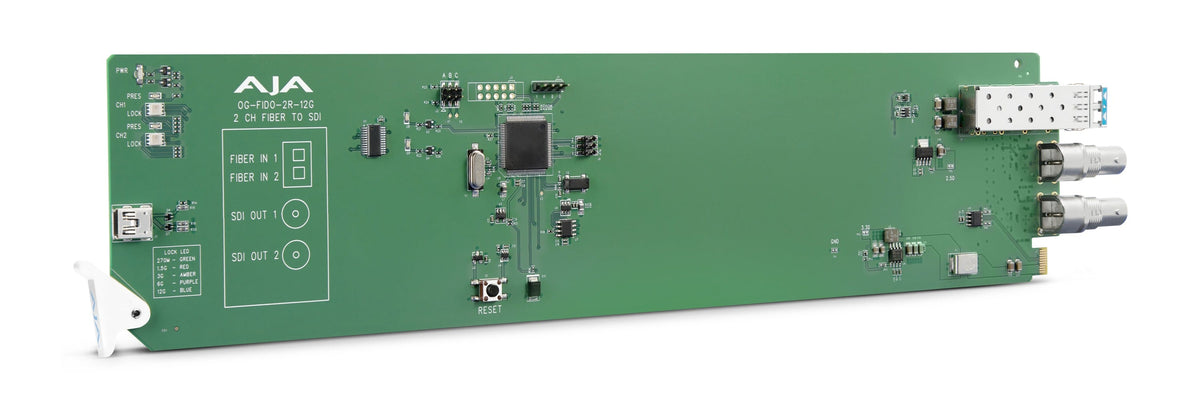 AJA OG-FiDO-2R-12G 2-Channel 12G-SDI/LC Single Mode LC Fiber to Receiver, DashBoard Support