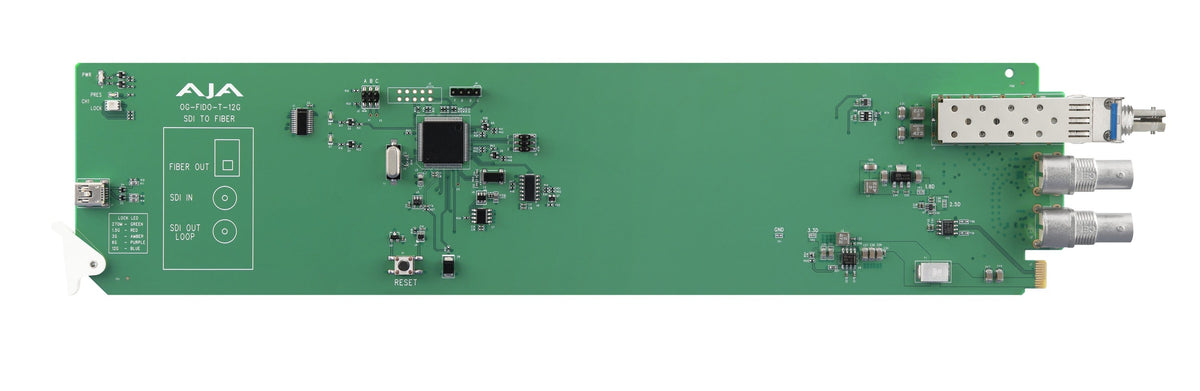 AJA OG-FiDO-T-12G-ST 1-Channel 12G-SDI to Single Mode ST Fiber Transmitter, DashBoard Support