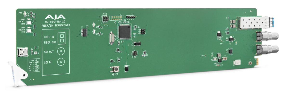 AJA OG-FiDO-TR-12G 1-Channel 12G-SDI/LC Single Mode LC Fiber Transceiver, DashBoard Support